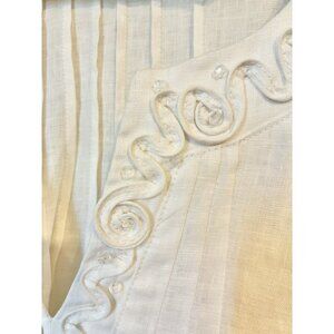 Saint Tropez West 100% Linen Embroidered White  Coastal Beachy Luxury Sz 1X